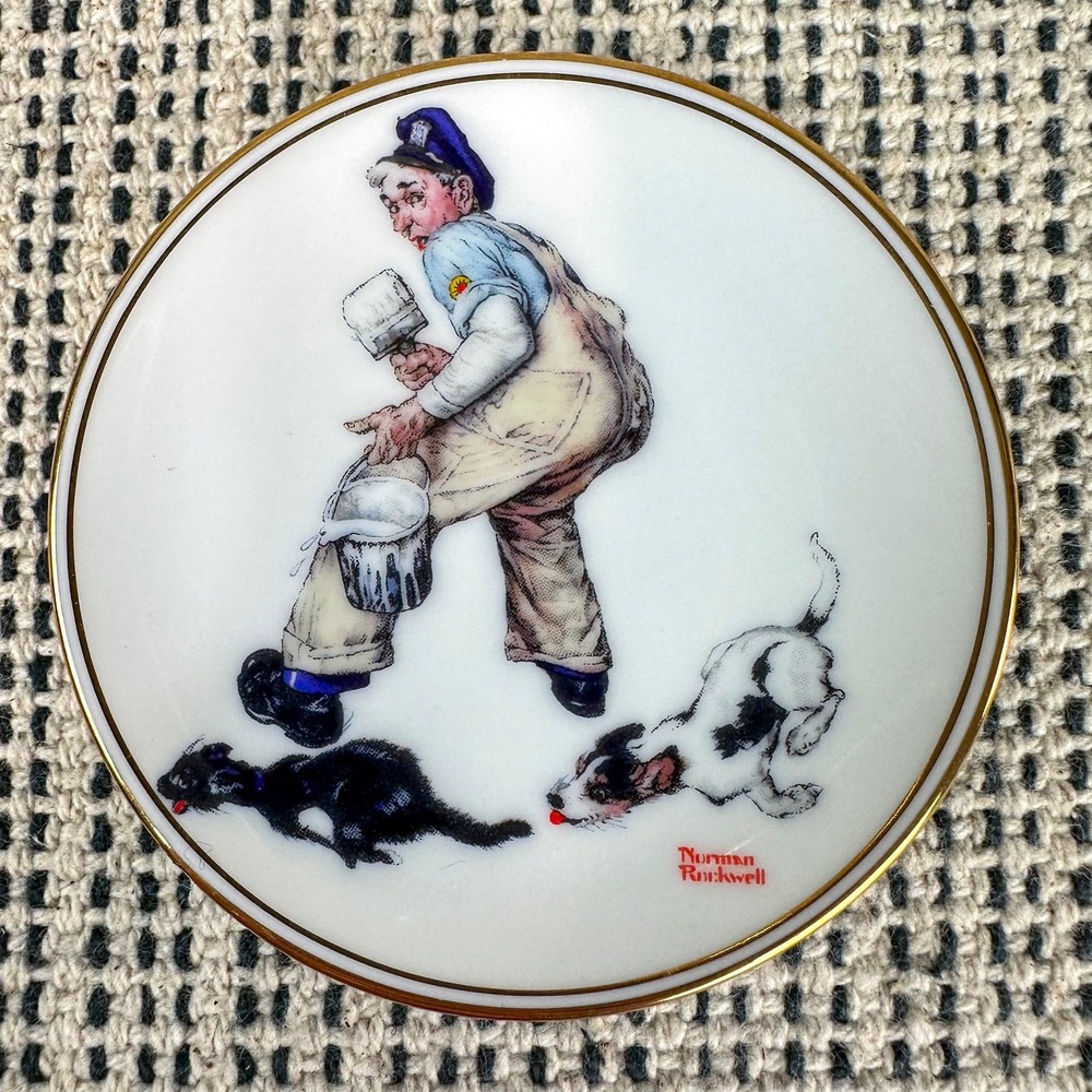 Norman Rockwell Mini Plate Limited Edition The Chase 1983 Decorative Collector